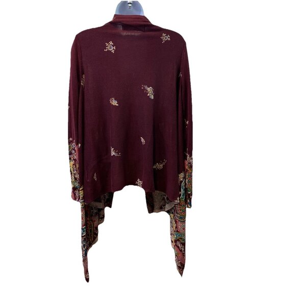 Anthropologie Sparrow Cardigan Sweater 100% Cotton Burgundy Paisley Sz M - Picture 3 of 8